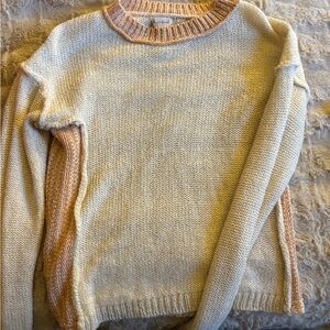 Cream and Tan Knit Sweater